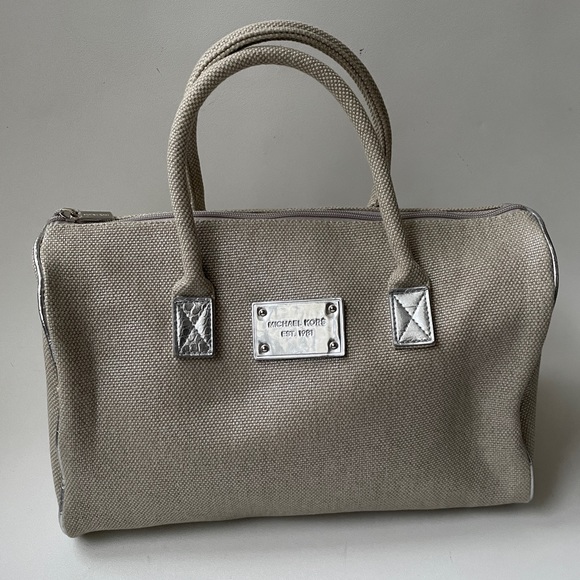 Michael Kors Canvas Duffel Satchel Bag - Picture 1 of 8